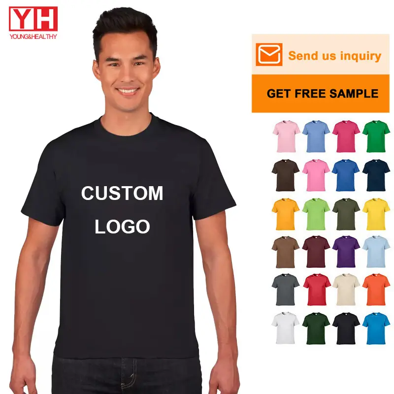 Custom T Shirt Unisex Clothes Logo Men's O-neck Blank T-shirt 100% Cotton High Quality Printing Heavyweight Plus Size Adults
