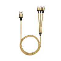 Kabel Pengisi Daya Cepat 3-in-1 Nylon Braided Pabrikasi Pabrik, USB ke Tipe C untuk Kabel Ponsel