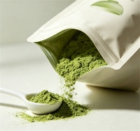 Sachet Doypack Mat Blanc Refermable avec Fermeture Éclair et Impression Personnalisée pour l'Emballage de Poudre de Thé Vert Matcha