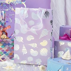 Purple glowing star-shaped shell mermaid scale <b>pattern</b> aluminum-coated <b>paper</b> packaging <b>paper</b> for girl kid baby shower - Product Image 4