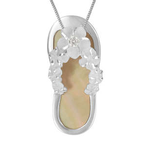 Collar con Colgante de Plata Hawaiana con Diseño de Chanclas y Abulón Floral para Mujer, Joyería Unisex, Regalo - Product Image 2
