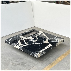 Tavolino <span class=keywords><strong>da</strong></span> Caffè Grande in Stile Moderno Fendi Black Marlbe per Soggiorno, Tavolino Art Deco Personalizzato in Pietra Naturale con Base in Metallo - Product Image 5