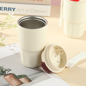 Dual Drink <b>Coffee</b> Cup 316 Stainless Steel Insulated Portable Water <b>Bottle</b> With Straw Travel Use - Product Image 4