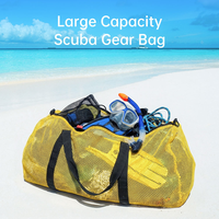 Sac de Plage en Nylon Maille Grande Capacité Multicolore pour Équipement de Plongée, Séchage Rapide, Évacuation du Sable, Plongée avec Tuba, Surf