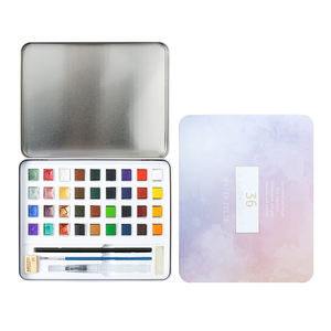 Ensemble de peinture à l'aquarelle pour artistes, 12, 36 ou 48 couleurs nacrées, pigments solides en forme de gâteau, avec pinceau, éponge et palette - Product Image 2