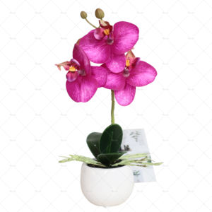 زجاجة أوركيد فنية فاخرة ذهبية نبات أوركيد صناعي أبيض ترتيب ذهبي بالزهور البيضاء - Product Image 2