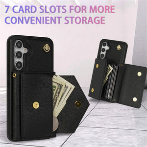 7 Cartes Fente Sac À Main En Cuir Téléphone étui pour <span class=keywords><strong>samsung</strong></span> <span class=keywords><strong>A51</strong></span> 4G A12 5G A52 A53 A13 A04S M13 A54 A14 Lanière Sangle Portefeuille Stand Couverture - Product Image 5