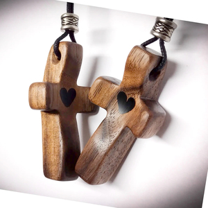 Portachiavi a croce in legno con punta per dita antistress regalo piccolo portachiavi incrociato in legno - Product Image 6