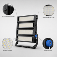 Projecteur LED modulaire 300W-1800W en aluminium moulé sous pression IP65, projecteur de stade orientable à 360° avec support en U SMD2835