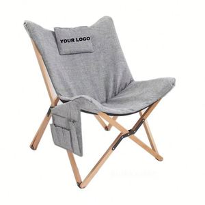 Customized Winter Large Size European Style Solid Wood Oxford <b>Camping</b> Folding Butterfly <b>Moon</b> <b>Chair</b> Outdoor Furniture - Product Image 1