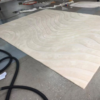 QIANQIAO Moderner Künstlerischer 3D-Wellenmuster Wollteppich Handgefertigter Weicher Textur Quadratischer Teppich Umweltfreundlich Haustierfreundlich Boutique