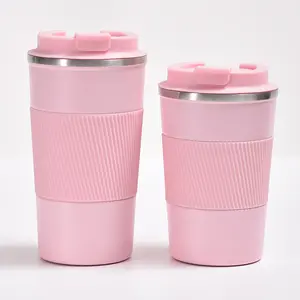 Custom 380ml 510ml Silicone Sleeve Reusable Coffee Thermos Cup Stainless Steel Insulated Travel Thermal Coffee Mug