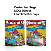Sac zip-lock refermable mat imprimé personnalisé pochette debout anti-odeur de biscuit de bonbon comestible sac d'emballage en plastique mylar 3.5g