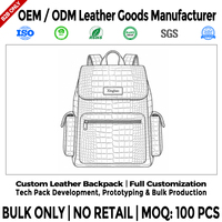 Sac à dos de travail pour ordinateur portable en cuir végétalien gaufré crocodile, antivol, avec poches, fabrication en gros, marque privée, OEM, ODM