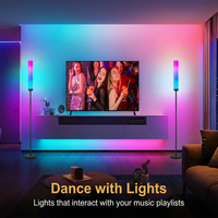 Lámpara de Pie Cilíndrica Inteligente con Control Remoto por Aplicación, RGB IC, Cambio de Color, Sincronización con Música, 360 °   Lámpara de pie LED de esquina para iluminación