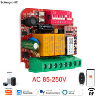 Récepteur de contrôle WiFi et RF Tuya 300-868 MHz, 2 canaux, CA 85-250 V, interrupteur de porte de garage pour contrôle de portail 433 MHz 868 MHz