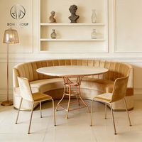 Table ronde en marbre courbée pour restaurant, banquette, canapé, chaise, mobilier pour café