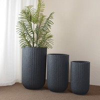 P47 Décoration moderne d'arrière-cour pour plantes hautes fleurs série Demi jardinière ronde en béton durable pour porche