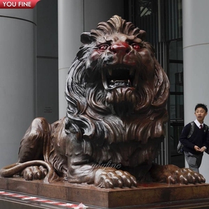Decoración de jardín al aire libre, escultura de animales de cobre antiguo, estatuas de León de bronce de tamaño real a la venta - Product Image 6