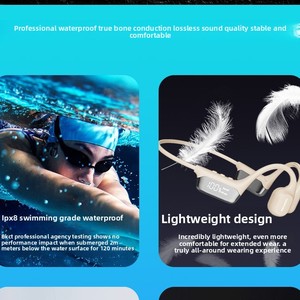 IPX8 防水ヘッドセット水泳用 <span class=keywords><strong>Bluetooth</strong></span> ヘッドフォン 32 グラム TF カード付きスポーツワイヤレスイヤフォンステレオ骨伝導イヤホン - Product Image 5