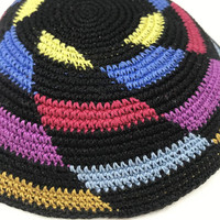 Kippa tricotée avec étoile de David brodée