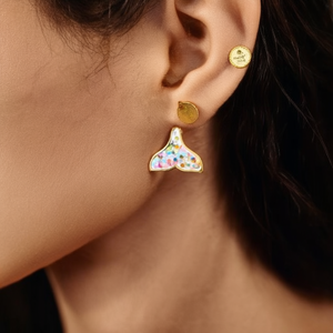 Boucles d'oreilles tendance queue de sirène en acier inoxydable 316L plaqué or PVD, bijoux durables et résistants - Product Image 3