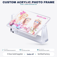 Cadre acrylique rotatif personnalisé, affichage photo HD double face transparent pour table et décoration intérieure, cadre photo double face transparent