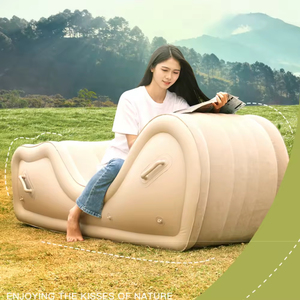 Divano <span class=keywords><strong>Letto</strong></span> Gonfiabile in PVC con Telaio in Acciaio Inox, Design Moderno Pieghevole ed Ecologico per Hotel e Soggiorno - Product Image 1