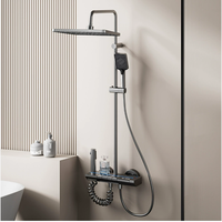 Ensemble de pommeau de douche pressurisé à affichage numérique poli Jet de pluie doux bouton de piano multifonctionnel résistant à l'usure pour les ménages