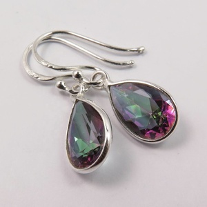 Boucles d'oreilles en argent Sterling 925, 1 pièce, Quartz mytique naturel, pendantes du fabricant indien, vente en gros, prix d'usine, boutique en ligne - Product Image 1