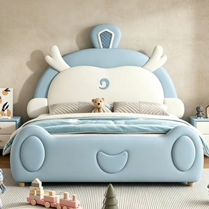 Juego de Cama Infantil Azul Popular, Cama Infantil con Diseño de Princesa de Dibujos Animados, Cama para Niños y Niñas con Tobogán, Muebles para Dormitorio - Product Image 4