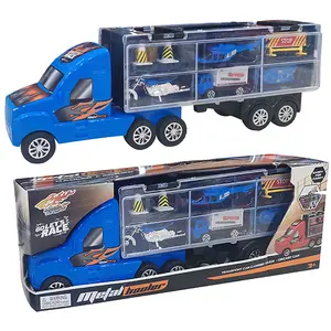 Police container truck Carrier Toy Sliding Diecast Racing Alloy Car toddler carrier truck transport vehicles toys