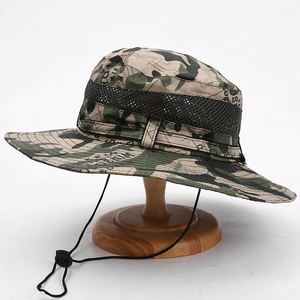 Outdoor Mountaineering Camping Fisherman <b>Hat</b> Cotton Wide Brim Camouflage Sun protection Bucket <b>Hat</b> - Product Image 1