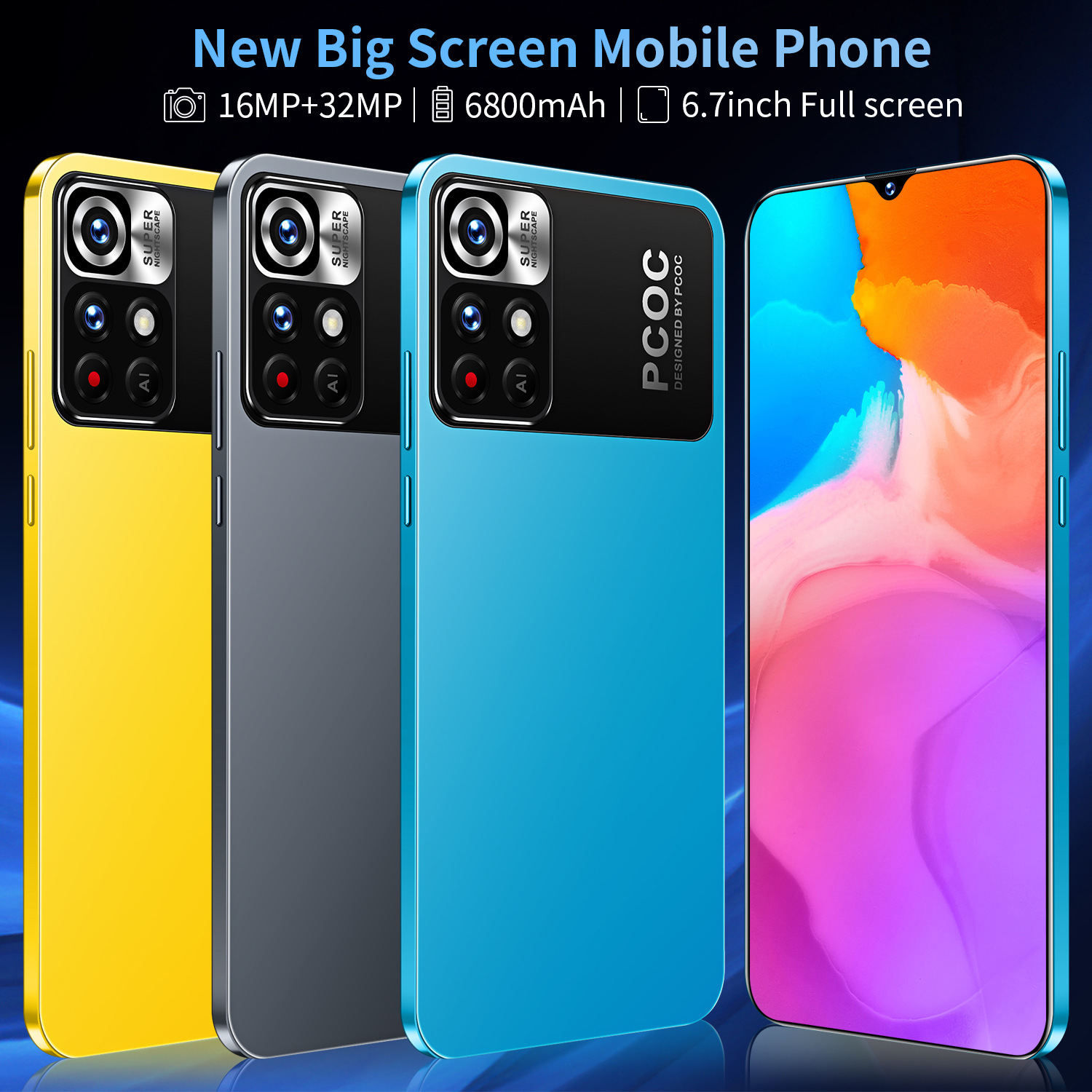 12GB+512GB Global Version PCOC M4 Pro 5G Smartphone MTK Size 810 90Hz 6 ...