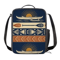 Ensemble de sac à dos scolaire personnalisé avec imprimé canoë hawaïen, sac à déjeuner et trousse à crayons, kit trois pièces en polyester