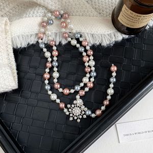 Guohaoshipin Pearl Necklace Snowflake Pendant Long Chain Women Fashion Sweater Accessory - Product Image 3