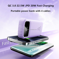 Banque de puissance 20000mAh avec logo personnalisé intégrée dans 4 câbles 22.5W PD charge rapide USB-C sortie chargeur portable pour le voyage
