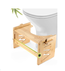 Tabouret de salle de bain moderne en bambou Tabouret de toilette avec hauteur réglable Présentoir antidérapant - Product Image 1