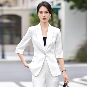 Herfst Nieuwe Chic Design Dames Slim Fit Hoge Kwaliteit Wit Pak Met Modieuze Verleiding Damespakken & Blazers - Product Image 4
