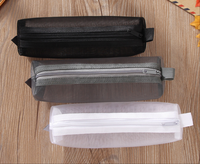 Vente chaude : Sacs de rangement en filet transparent avec fermeture éclair, trousse à crayons, pochette en filet de rangement mignonne avec étiquette personnalisée pour l'école