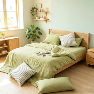 Parure de lit en lin belge prélavé de qualité supérieure OEM avec tissage respirant et fermeture éclair discrète pour les besoins de design intérieur contemporain - Product Image 1