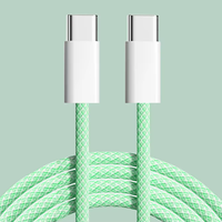 Kabel Pengisi Daya 60W USB C Tipe C Nylon Kabel Data Pengisian Cepat untuk IPhone 15 16 17 Pro Max Samsung S24 Xiaomi 14 13