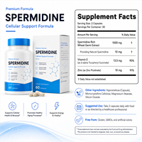 Spermidine 10mg Label Pribadi dengan Ekstrak Wheat Germ 1000mg untuk Dukungan Seluler & Autophagy OEM 60 Kapsul Grosir