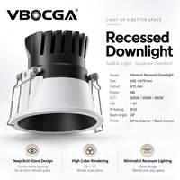 Plafonnier encastré réglable 75 mm, spot LED en aluminium encastré 9W pour hôtel, bureau
