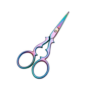 Retro Tea Scissors Colored Titanium Plated Stainless Steel Straight Head Home Use - Product Image 3