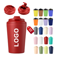 Tasses de voyage en acier inoxydable de 360 ml avec couvercles à large ouverture, couleurs attrayantes, fond antidérapant en caoutchouc, pour café et thé