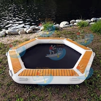 Hamac gonflable 4-en-1 hexagonal pour piscine avec filet à séchage rapide pour adultes, chaise longue portable pour la plage, la piscine et le lac