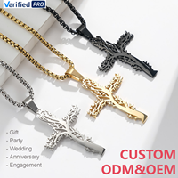 CAIOOCHE - Collares con Colgante de Cruz de Árbol de la Vida, Joyería de Moda de Acero Inoxidable Chapado en Oro, para Mujeres y Hombres, para la Creación de Joyas