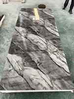Panneau mural en PVC brillant MORLENX gris anthracite veiné blanc, effet marbre UV, pour projets d'aménagement de bureaux de direction