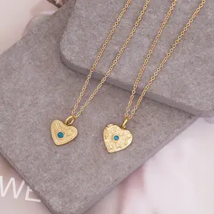 Nabest 18k Gold Plated Stainless Steel Heart Tarnish Free Chokers Irregular CZ Love Pendant Jewelry Necklace